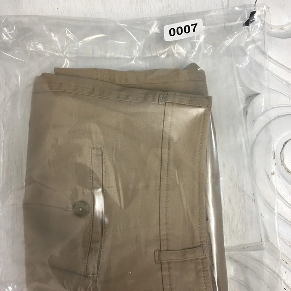 Talbots Button Ruffle Front MIDI Skirt Tan 6 Pockets Cotton Stretch - Picture 6 of 6